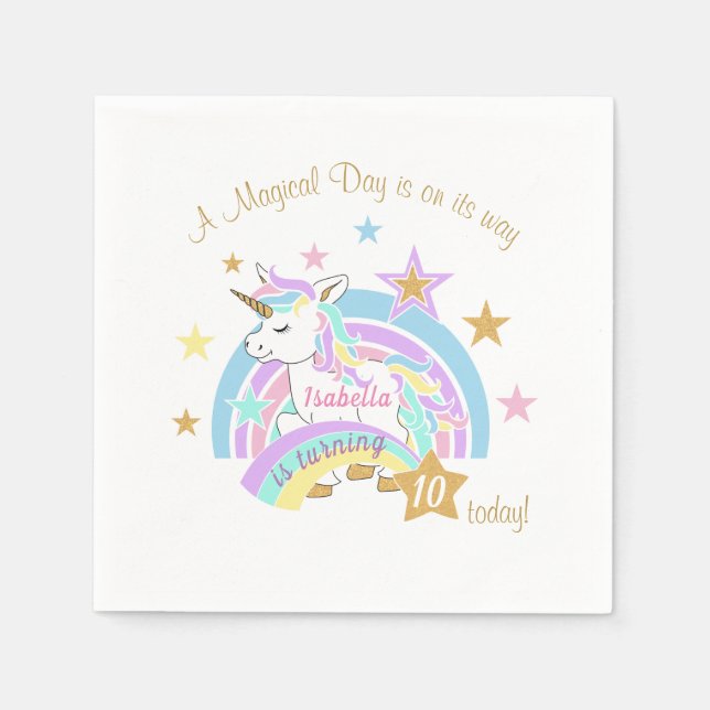 Magical Unicorn Birthday Napkin (Front)