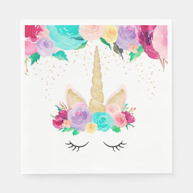Magical Unicorn Birthday Party Baby Shower Napkins (Front)
