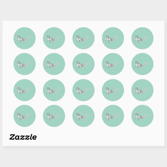 Magical Unicorn Birthday Party Classic Round Sticker (Sheet)