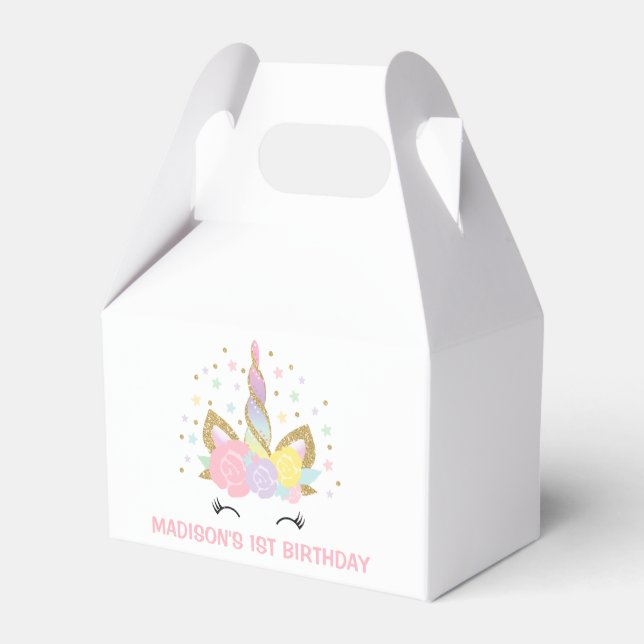 Magical Unicorn Birthday Party Favour Box. Favour Box (Front Side)