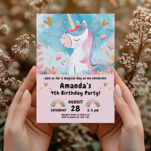 Magical Unicorn Birthday Party for Girls Invitation