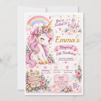 Magical Unicorn Birthday Party Invitation