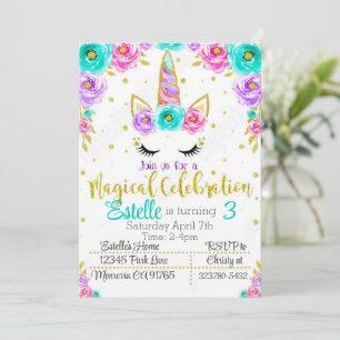 Magical Unicorn Birthday party invitation