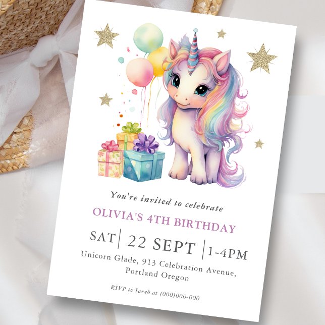 Magical Unicorn Birthday Party Invitation (Creator Uploaded)