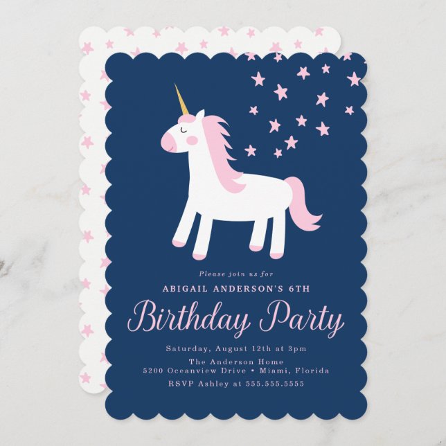 Magical Unicorn | Birthday Party Invitation (Front/Back)