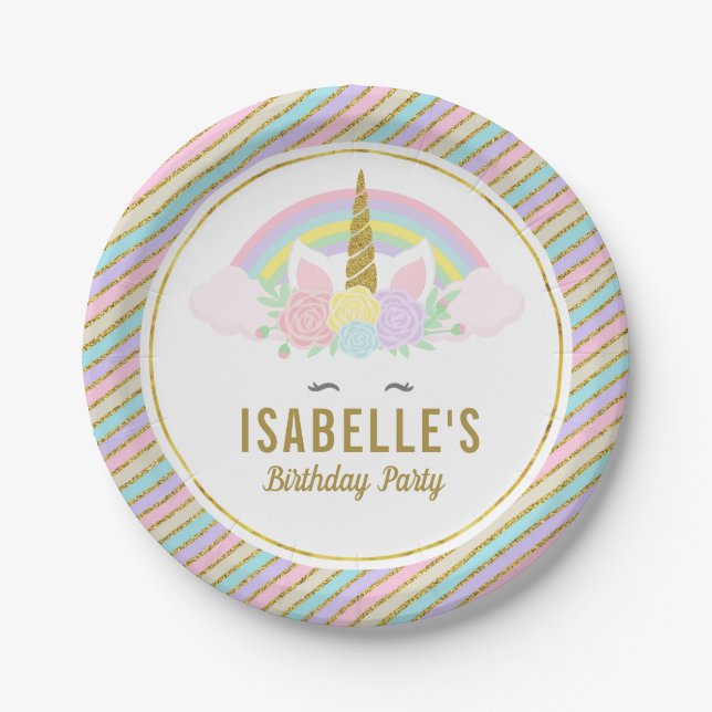 Magical Unicorn Birthday Party Plates (Front)