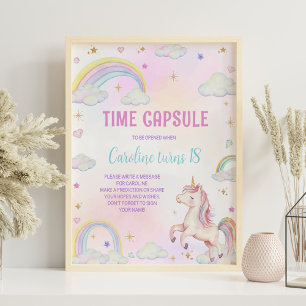 Magical Unicorn Birthday Party Time Capsule Sign