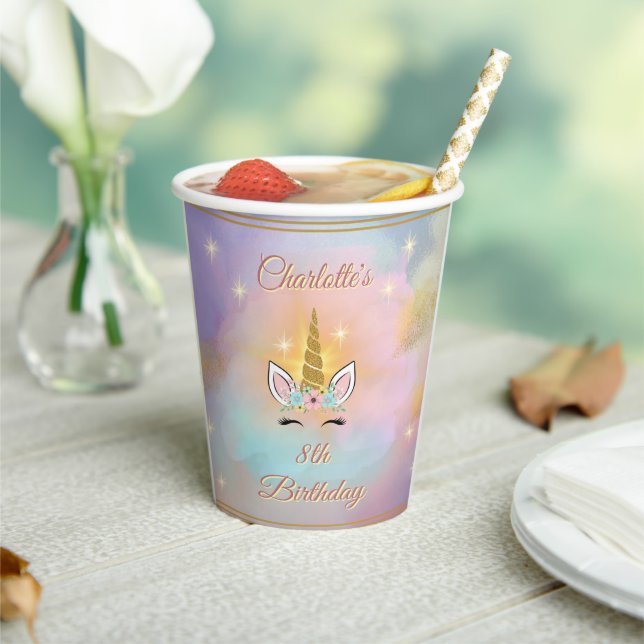 Magical Unicorn Birthday Personalised Paper Cups (Insitu)