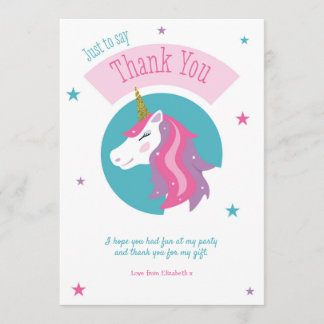 Magical Unicorn Birthday Thank You Card