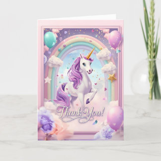 Magical Unicorn Birthday Thank You Card – Rainbow