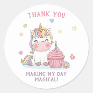Magical Unicorn Birthday Thank You Sticker 