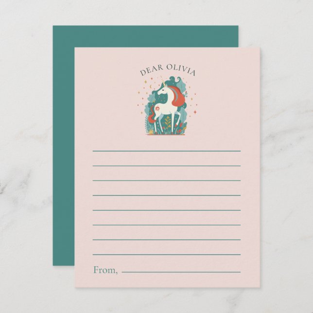 Magical Unicorn Birthday Time Capsule Wishes & Advice Card (Front/Back)