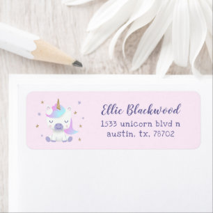 Magical Unicorn Cartoon Return Address Label