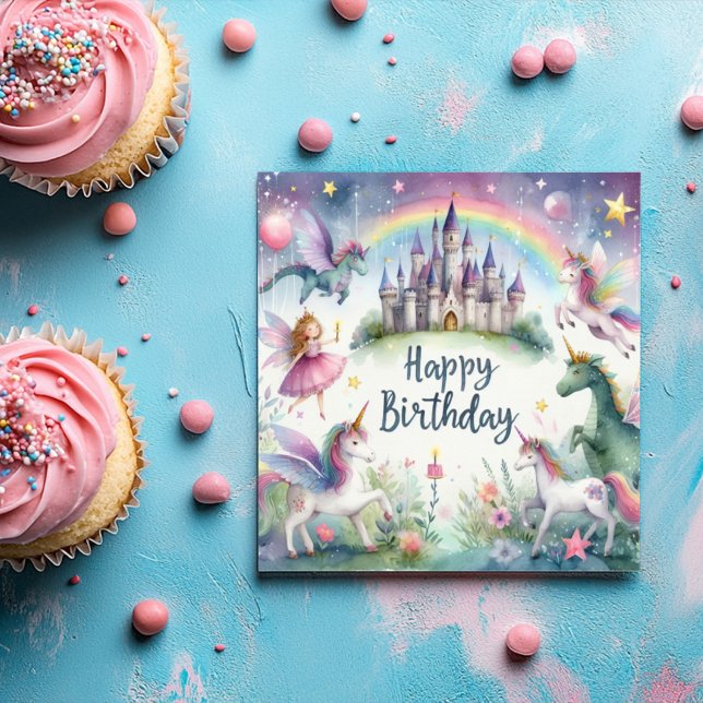 Magical Unicorn Castle Birthday Wishes Card (Creator Uploaded)