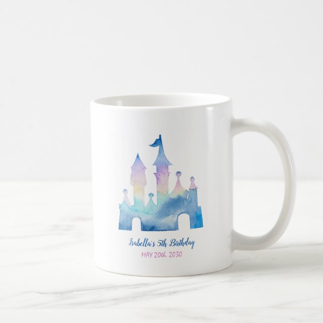 Magical Unicorn Castle Rainbow 5th Birthday Coffee Mug (Right)