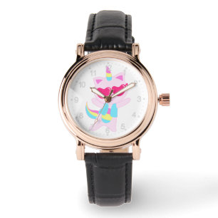Magical unicorn Cat cartoon - Choose back colour Watch