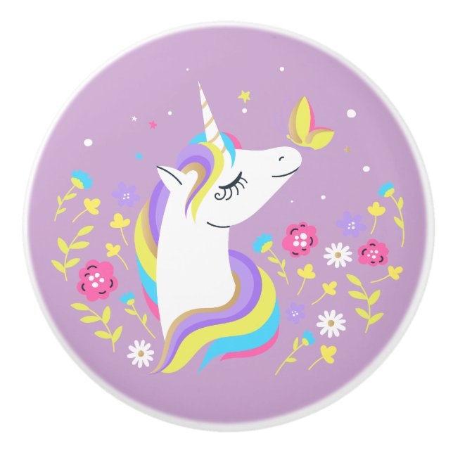 Magical Unicorn Ceramic Knob (Front)