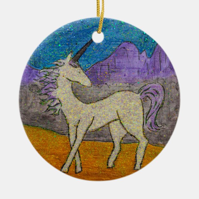 Magical Unicorn Ceramic Ornament (Front)