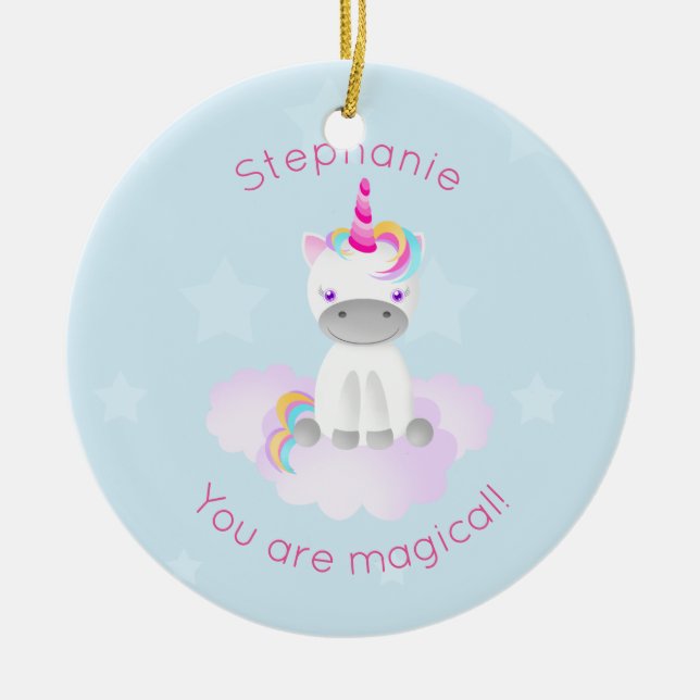 Magical Unicorn Ceramic Tree Decoration (Front)