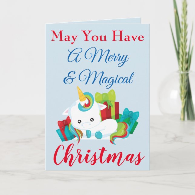 Magical Unicorn Christmas Holiday Card (Front)