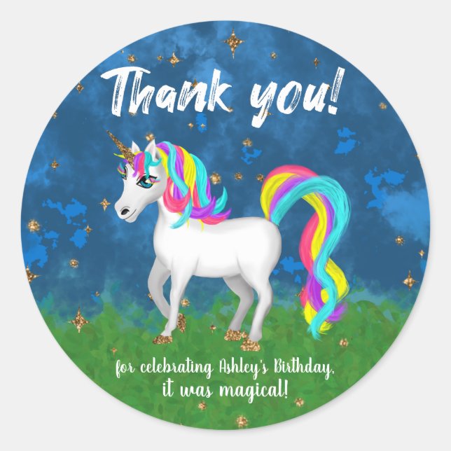 Magical Unicorn Classic Round Sticker (Front)
