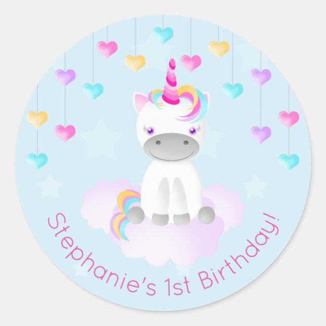 Magical Unicorn Classic Round Sticker (Front)