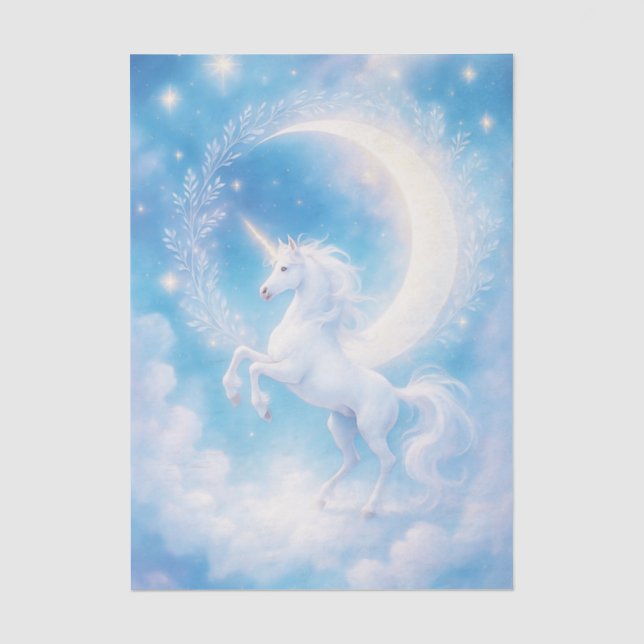 Magical Unicorn Cloud Fantasy Decoupage  Tissue Paper (Front)
