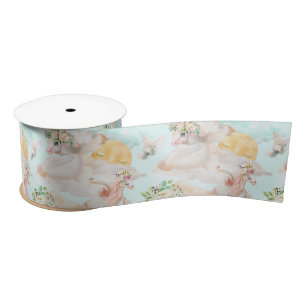 Magical Unicorn Clouds Pastel Satin Ribbon