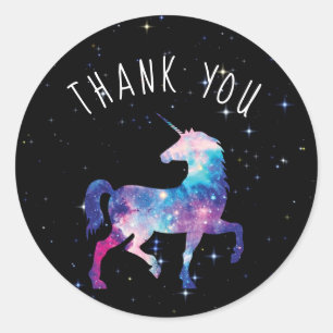 Magical Unicorn Colourful Galaxy Unicorn Thank You Classic Round Sticker