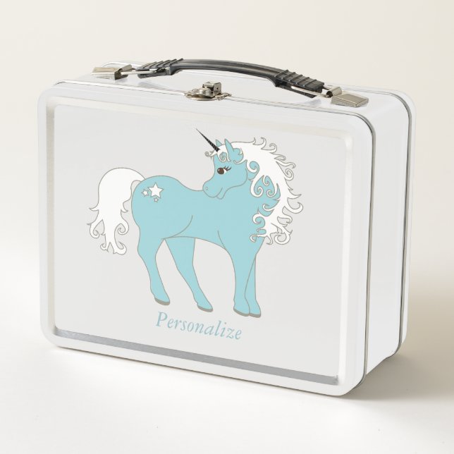 Magical Unicorn Cute & Adorable with Star Metal Lunch Box (Front)