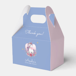 Magical Unicorn Cute Blue Birthday Favour Box