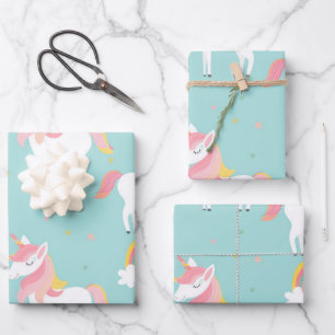 Magical Unicorn Cute Pastel Baby Girl Tween Wrapping Paper Sheet