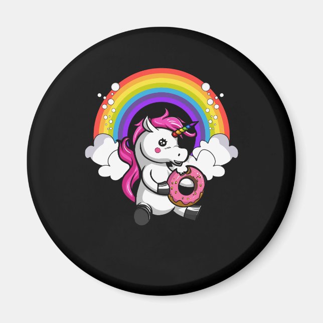 Magical Unicorn Doughnut Lover Rainbow Magnet (Front)