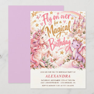 Magical Unicorn Dragon Birthday Invitation