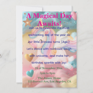 Magical Unicorn Dream Birthday Invitation 