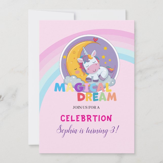 Magical Unicorn Dream Invitation (Front)