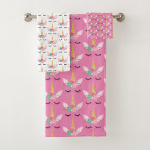 MAGICAL UNICORN DREAMING WHITE BATHROOM TOWEL SET