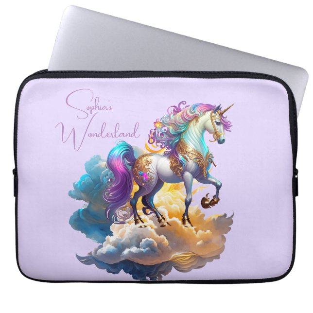 Magical Unicorn Fantasy clouds beautiful Birthday Laptop Sleeve (Front)
