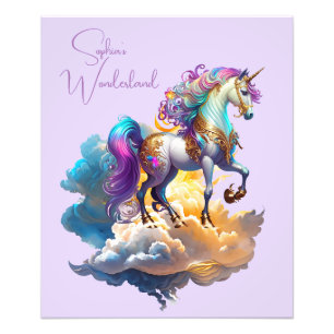 Magical Unicorn Fantasy clouds  card Birthday Photo Print