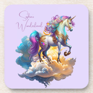 Magical Unicorn Fantasy clouds romance birthday Coaster