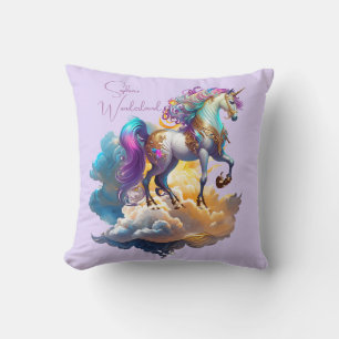 Magical Unicorn Fantasy clouds romance birthday  Cushion