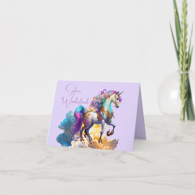 Magical Unicorn Fantasy clouds romance birthday  Note Card (Front)