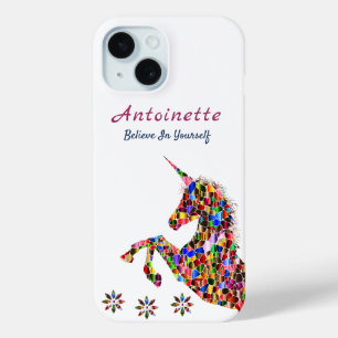  Magical Unicorn Fantasy Girly Glitter Personalise iPhone 15 Case