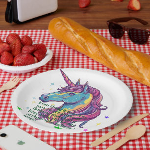 Magical Unicorn Fantasy Quote Birthday Paper Plate