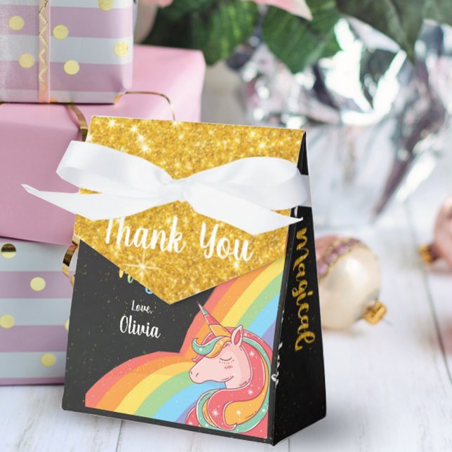 Magical Unicorn Faux Glitter Birthday Favour Box (Magical Unicorn Faux Glitter Birthday Favor Box)