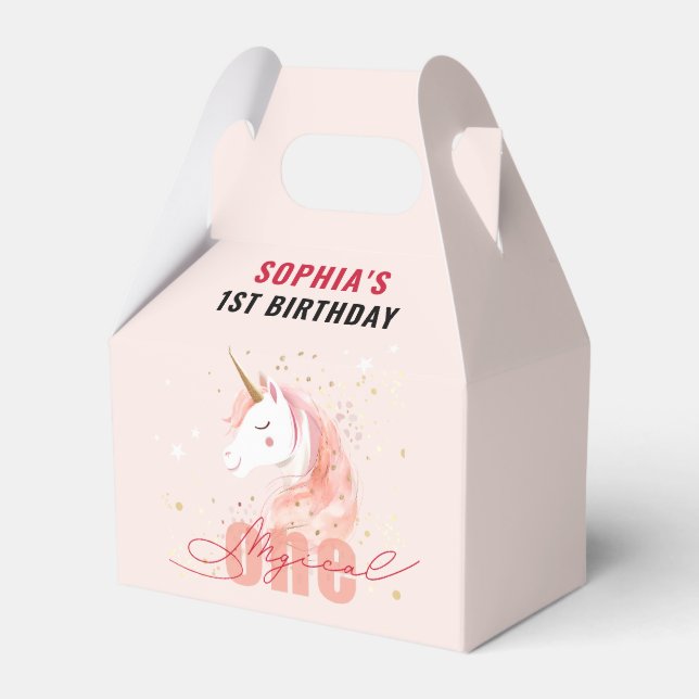 Magical Unicorn First Birthday Favour Box (Front Side)