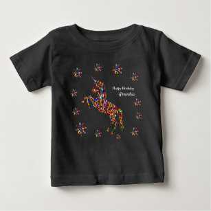 Magical Unicorn Flowers Birthday Personalise Baby T-Shirt
