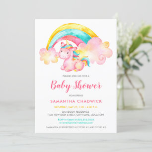 Magical Unicorn Girl Baby Shower Invitation
