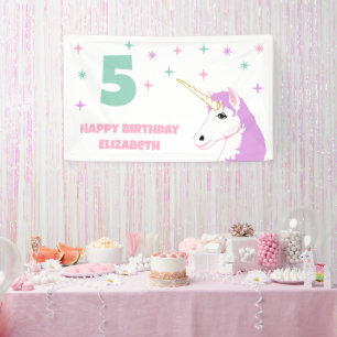 Magical Unicorn Girls Birthday Banner