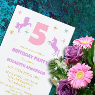 Magical Unicorn Girls Birthday Invitation